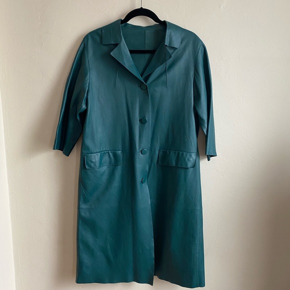Marni Soft Napa Green Leather Coat - Picture 2 of 4